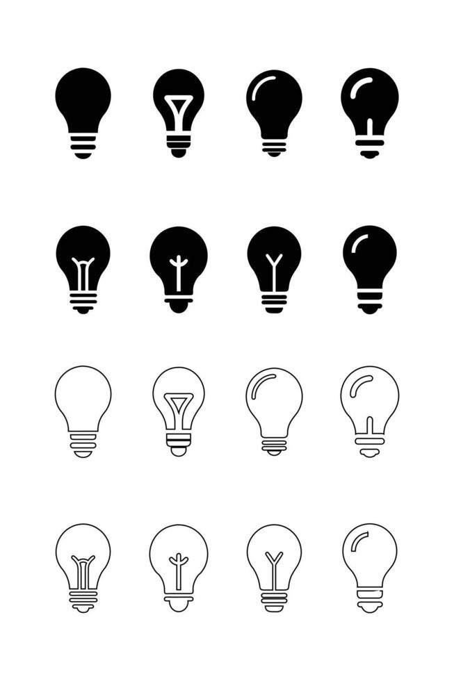 Clean Light Bulb Icons Collection vector