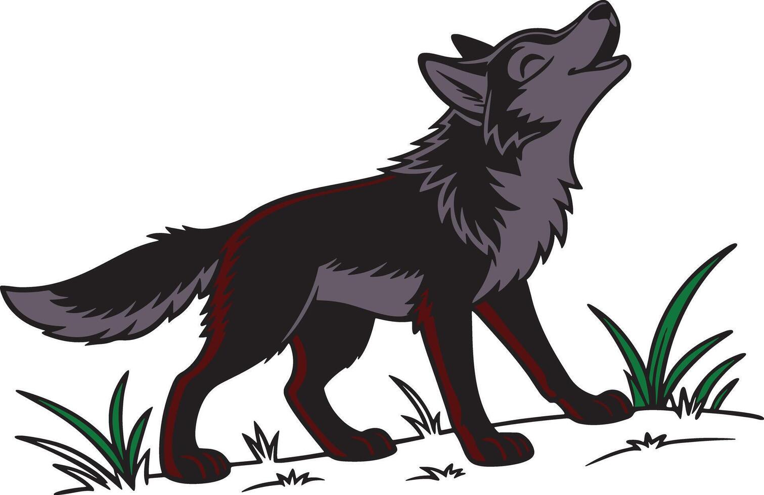 cute little wolf black outline vector