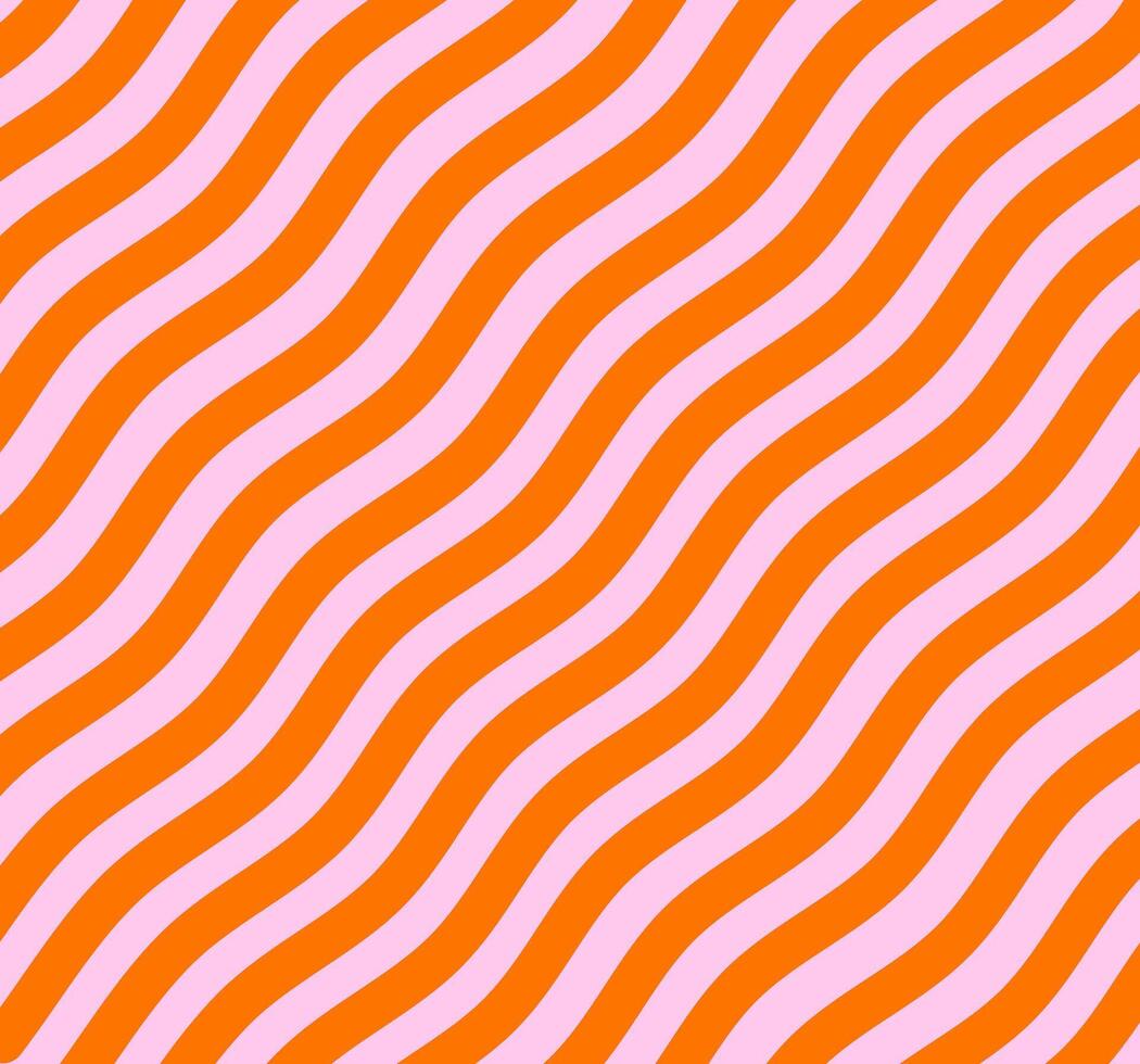 Seamless pattern with orange and pink wavy lines background. vector