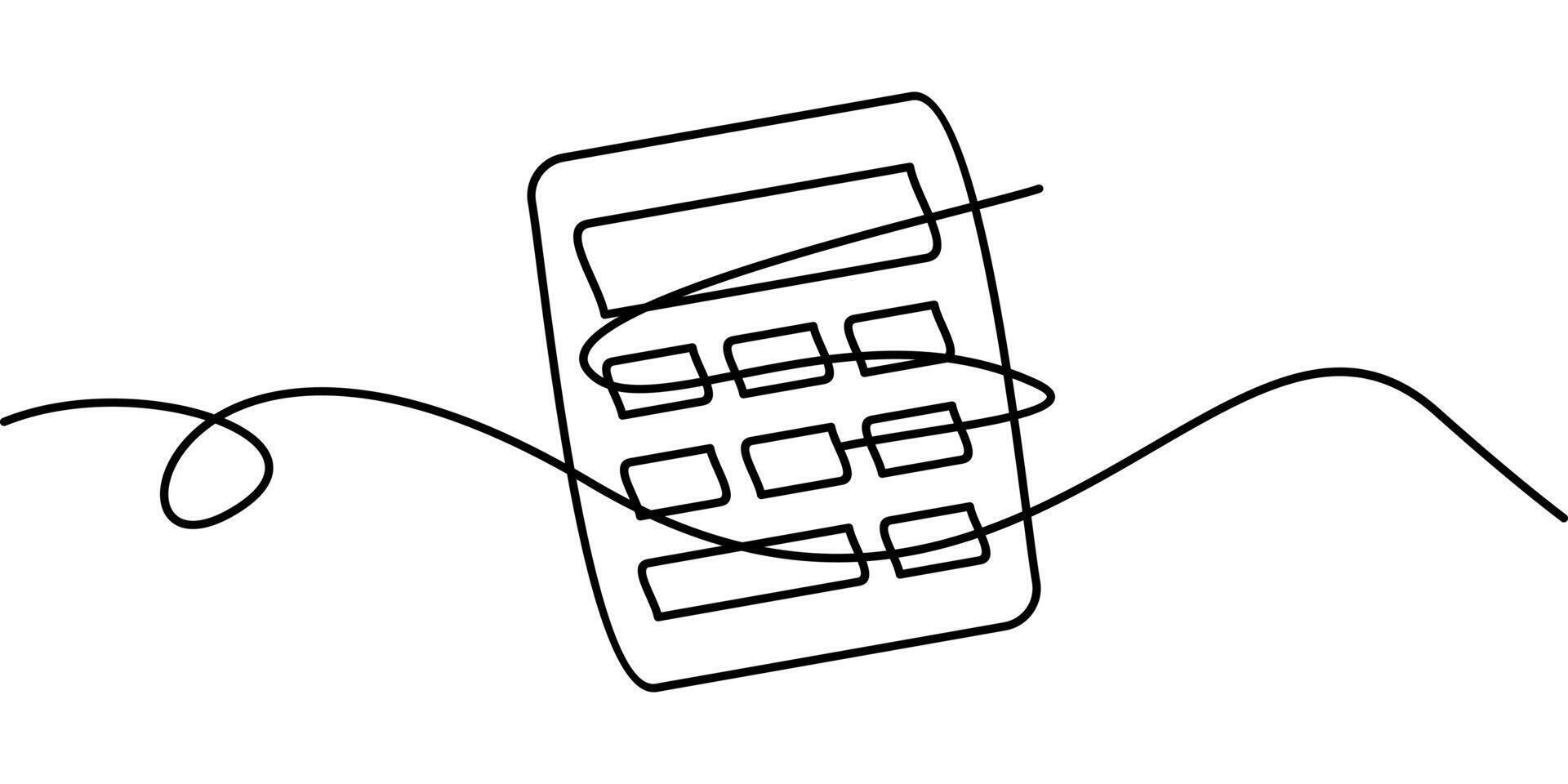 continuous line drawing calculator symbol. abstract line art illustration technology concept vector