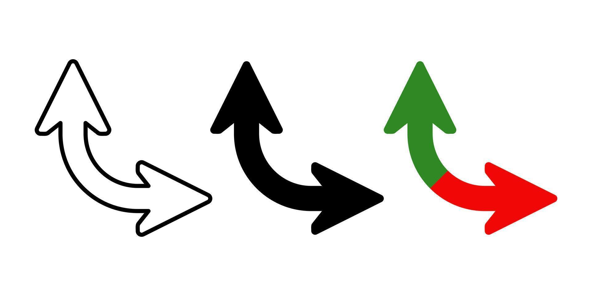 Double quarter circle arrow icon set. Design for poster, web, social media. vector