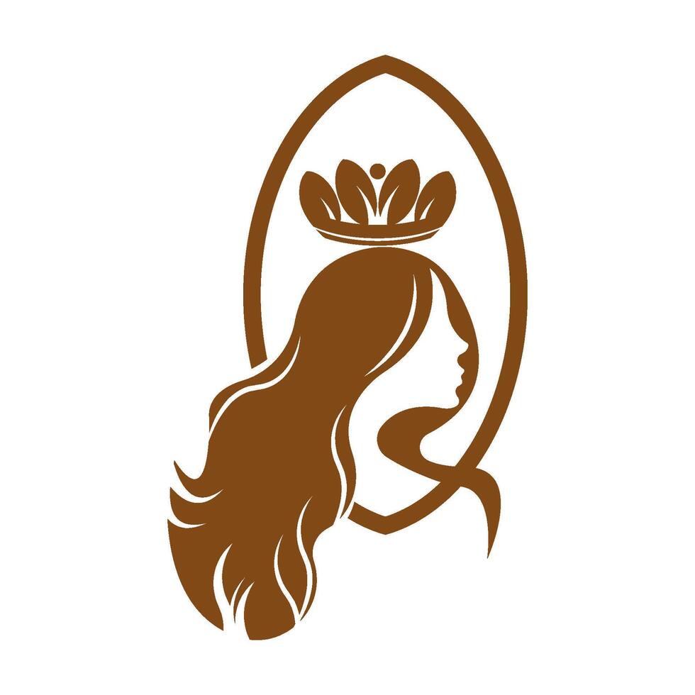 illustration of a golden queen with wavy hair vector