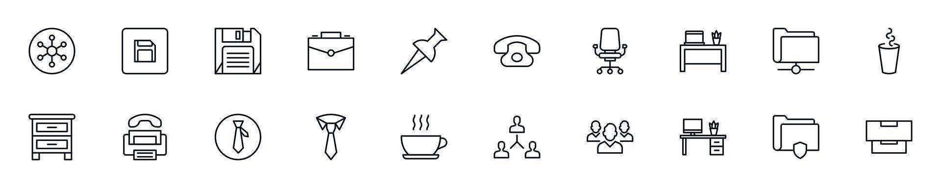 Simple outline signs of office. Line icons suitable for web sites, apps, infographics vector