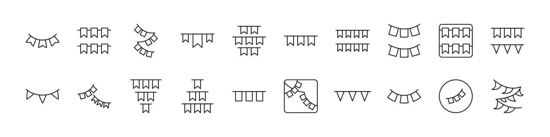 Garlands Thin Icons Collection. Editable Stroke. Suitable for Web Sites, Books, Cards, Apps vector
