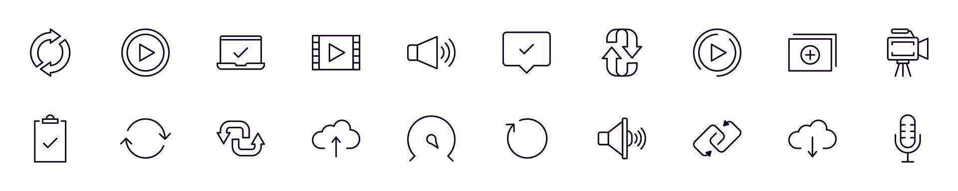 Essential signs for interface images collection. Simple linear illustration that can be used as a design element for apps and websites vector