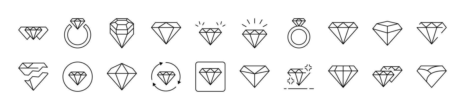 Diamond Simple Icon Collection. Editable Stroke. Perfect for Infographics, Articles, Books, Flyers, Banners vector