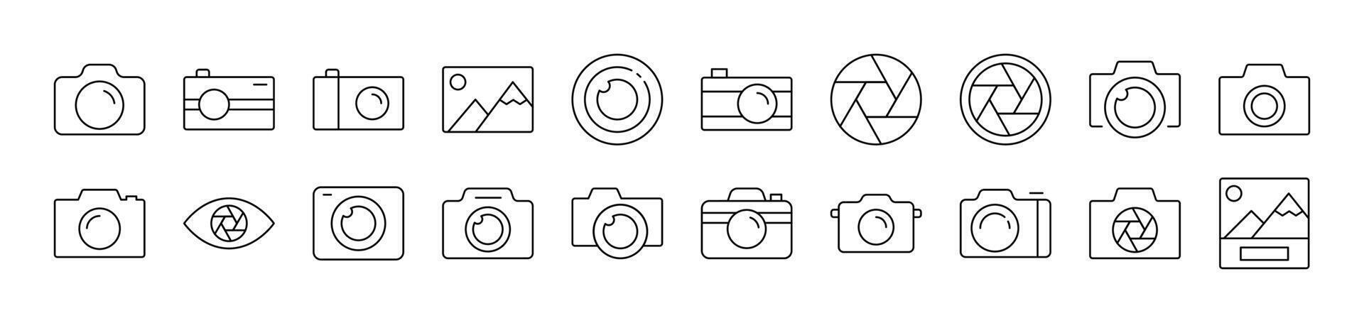 Photo Camera and Image Related Line Icon Collection. Editable Stroke. Perfect for Infographics, Articles, Books, Flyers, Banners vector