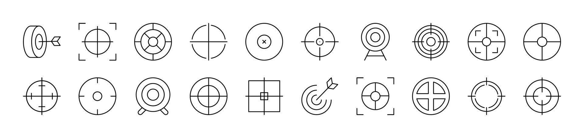 Sniper Target and Aim Related Outline Icon Collection. Editable Stroke. Perfect for Infographics, Articles, Books, Flyers, Banners vector