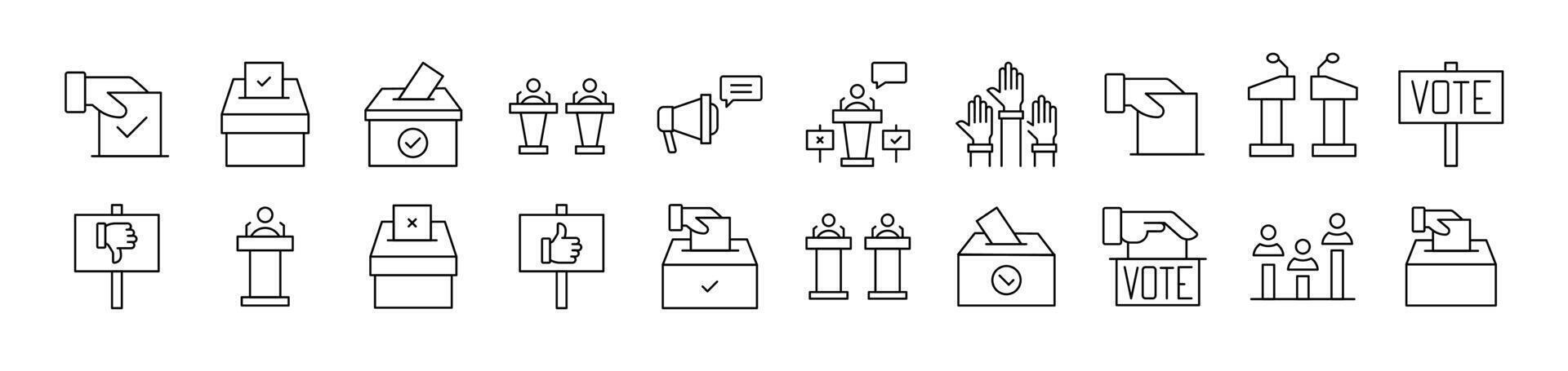 Collection of Images of Election Drawn with Thin Line for apps, web sites, banners, infographics and other types of design vector
