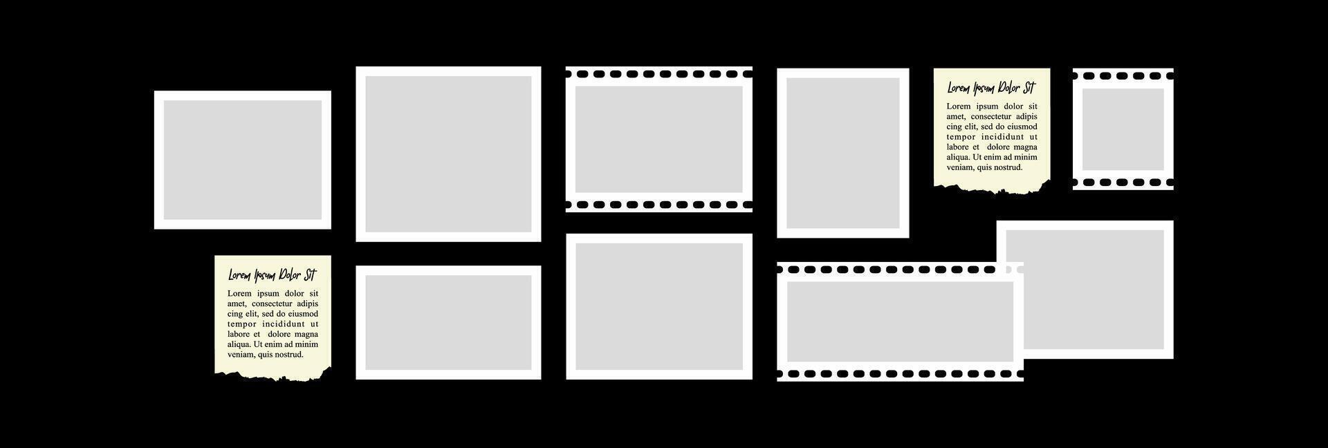 Picture abstract photo frames and digital photo wall template vector