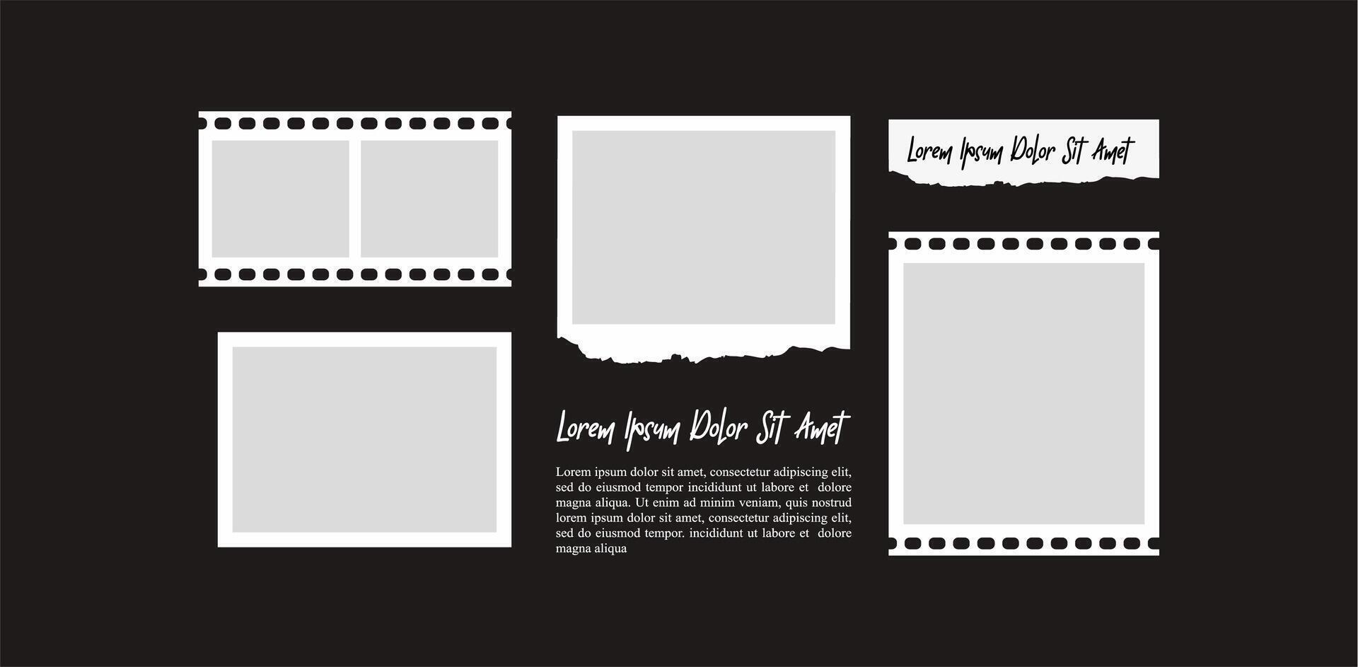 Picture Collage grid effect overlay template design vector