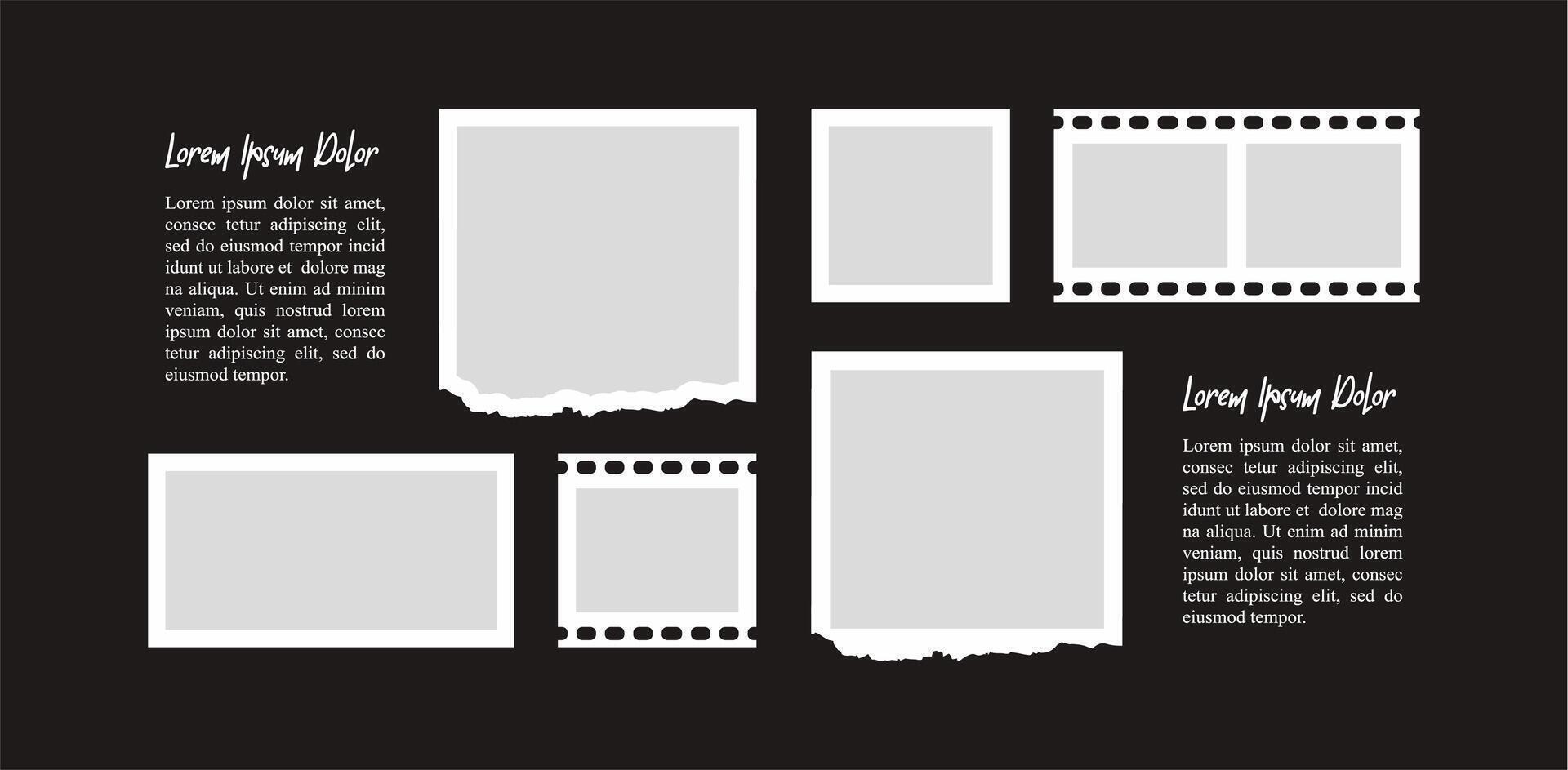 Picture grid digital photo collage design template vector