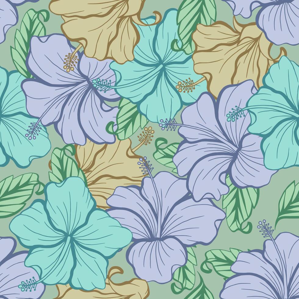 Hibiscus flower pattern calm color vector