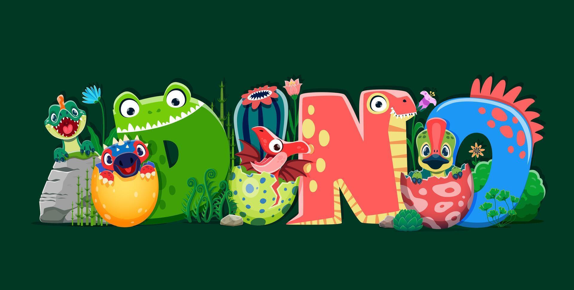 Funny cute dino kids, prehistoric baby dinosaurs vector