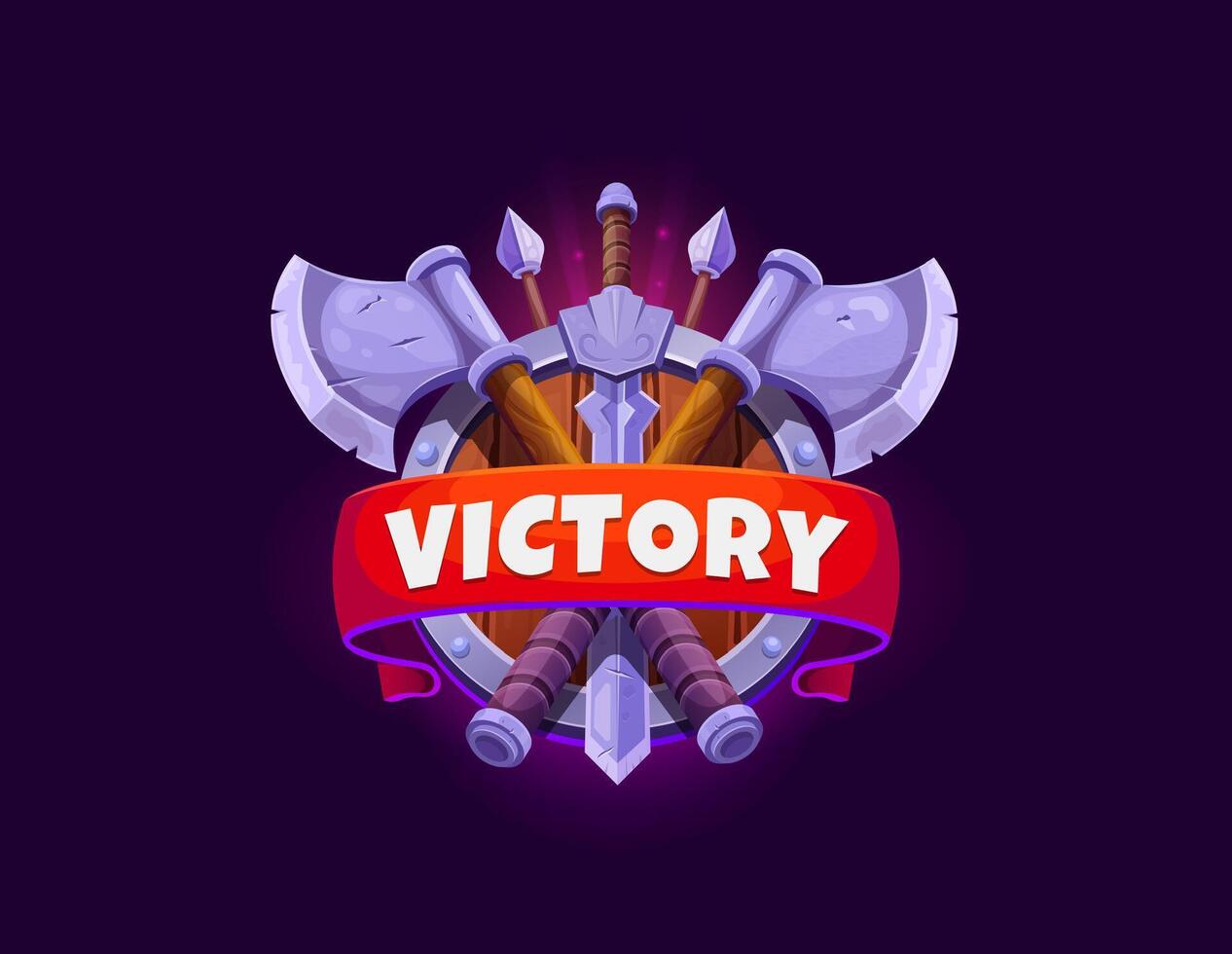 Game victory icon or badge for level up complete vector