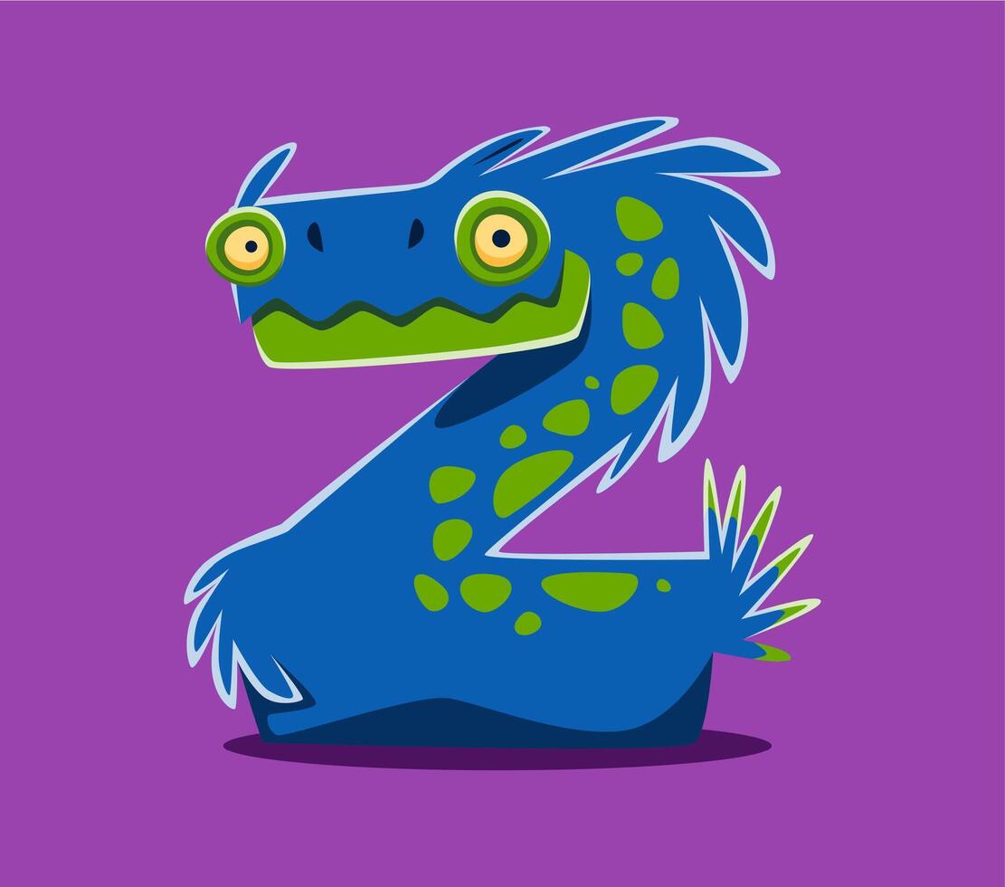 Halloween font letter Z cute monster character vector