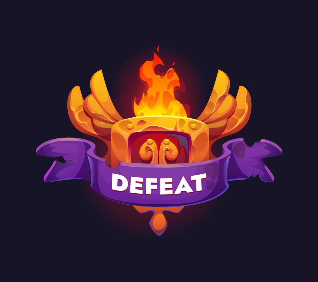 Defeat game icon or badge, gui arcade final banner vector