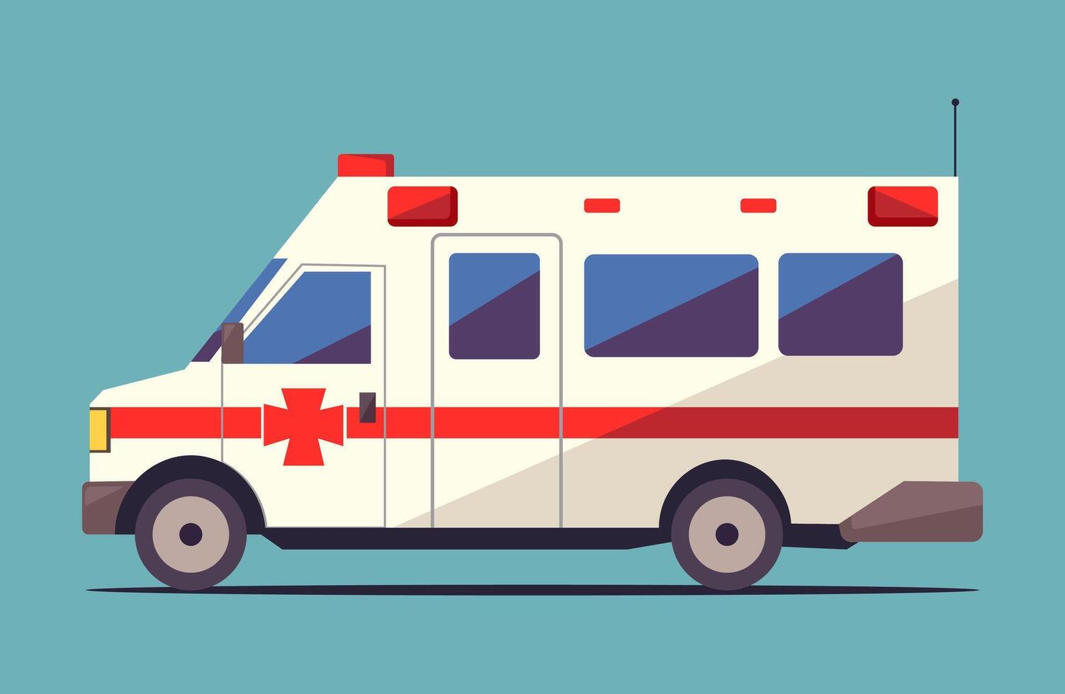Illustration of an ambulance, representing emergency medical services and healthcare response vector