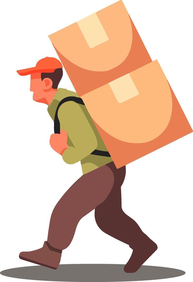 Delivery Man Carrying Boxes, Logistics Concept vector