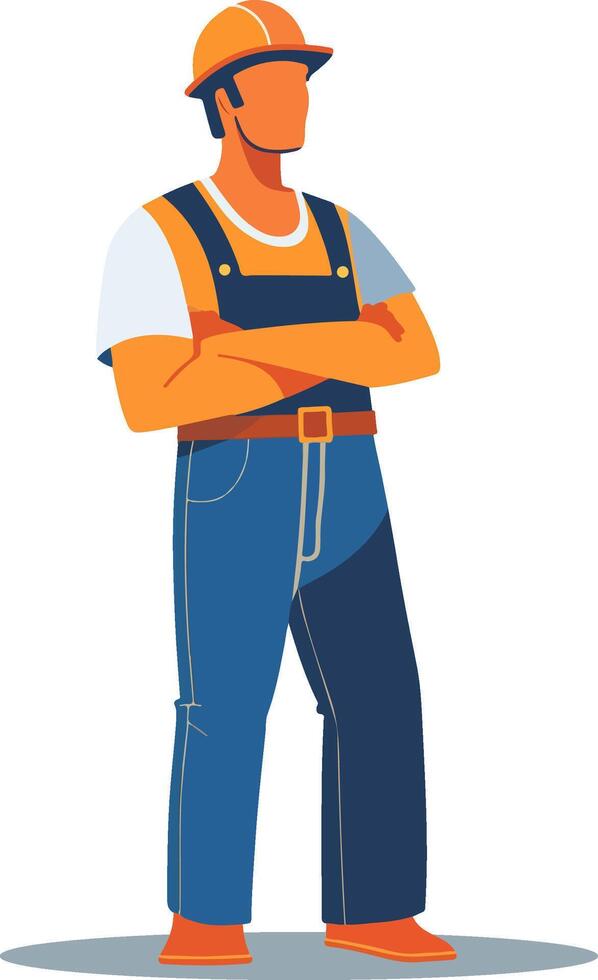 Illustartion of Confident Construction Worker in Safety Gear vector