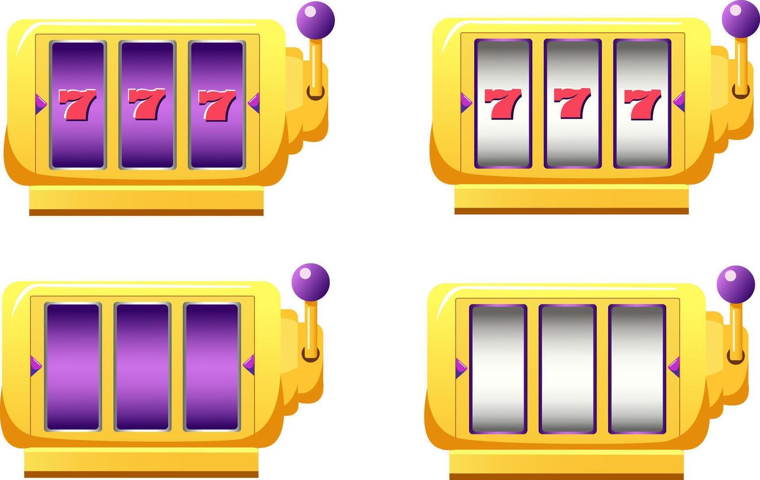 Set of slot machine icons, ideal for casino, gambling, and game-related designs vector