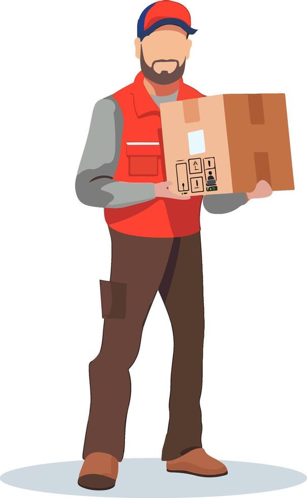 Delivery man with box illustration vector