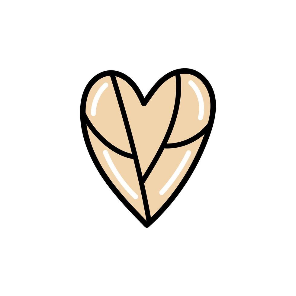 Hand-drawn leaf heart doodle and flat illustration for eco and love themes vector