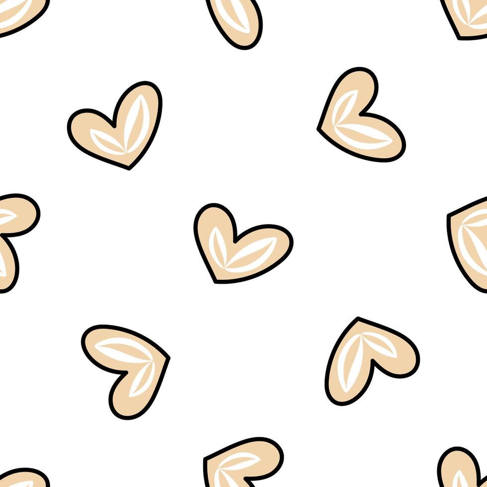 Seamless abstract heart pattern doodle and flat illustration with organic style vector