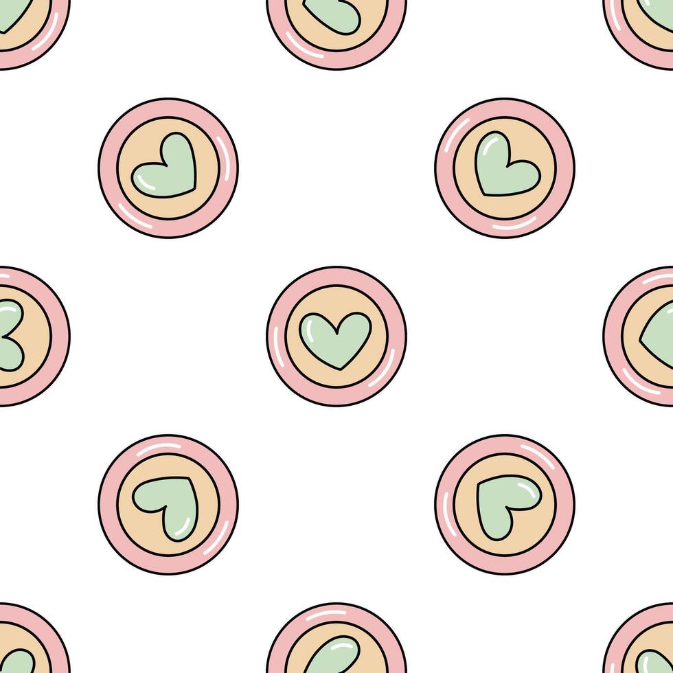 Seamless heart pattern doodle and flat illustration with pastel colors vector