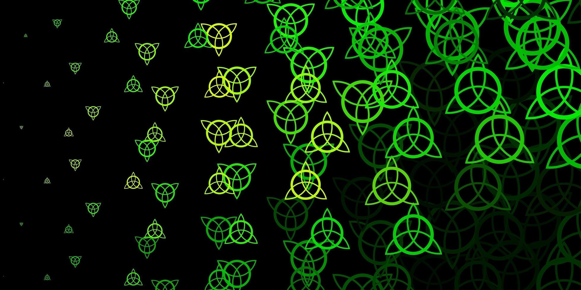 Dark Green, Yellow vector background with occult symbols.