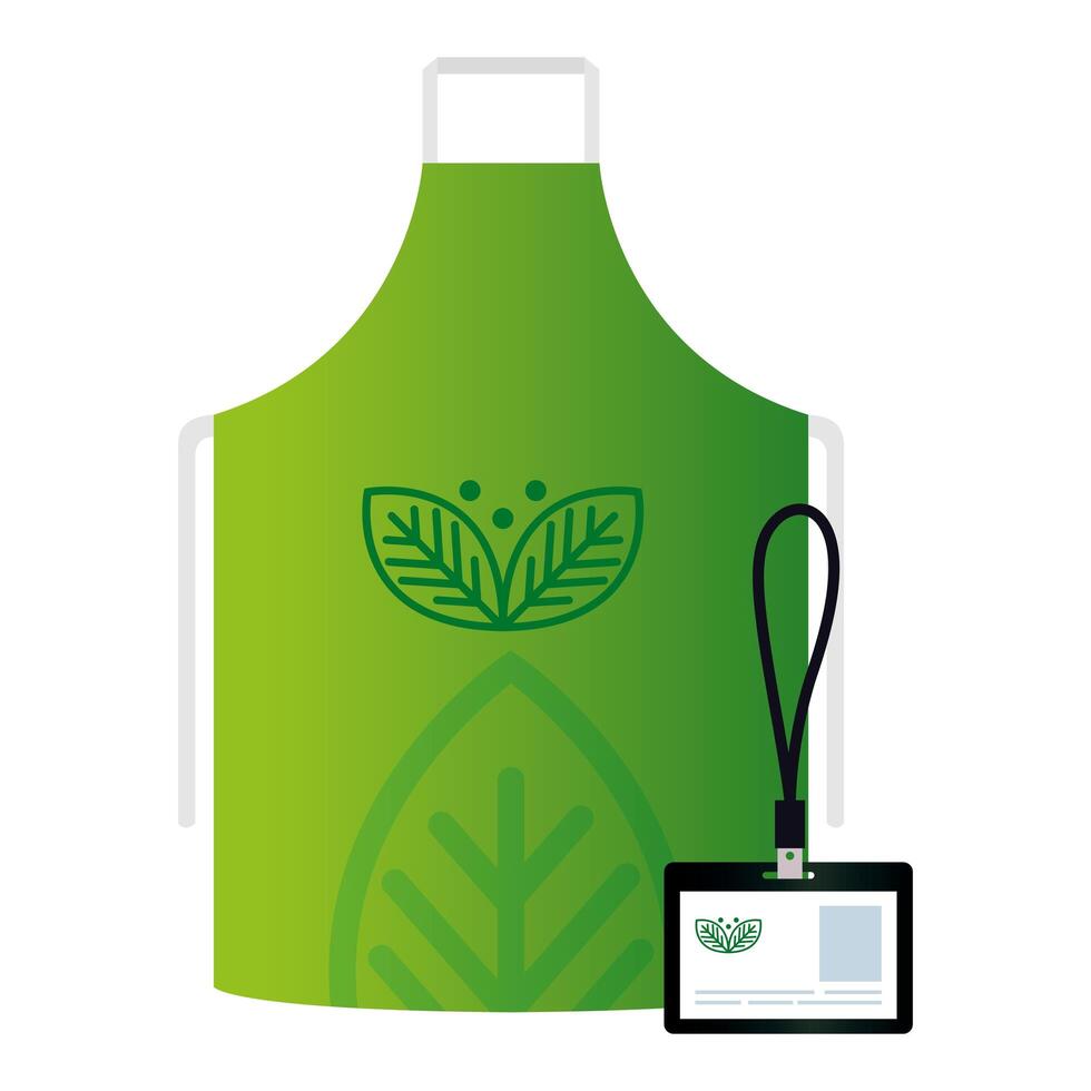 mockup id badge and apron with sign of green company, corporate identity vector
