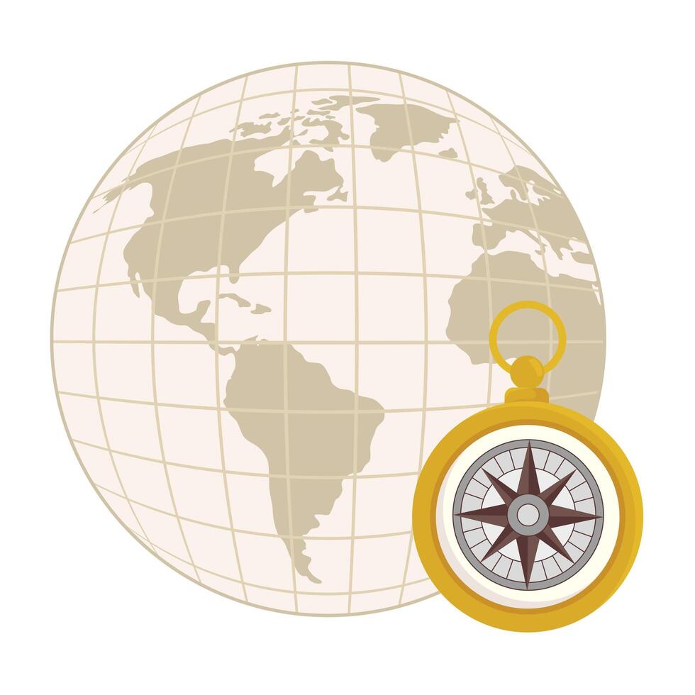 World sphere with compass vector design
