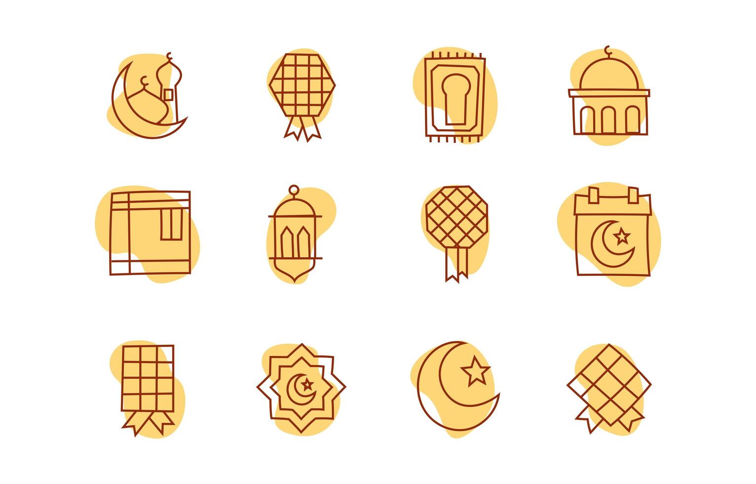 Islamic Hand Drawn Icon Set vector