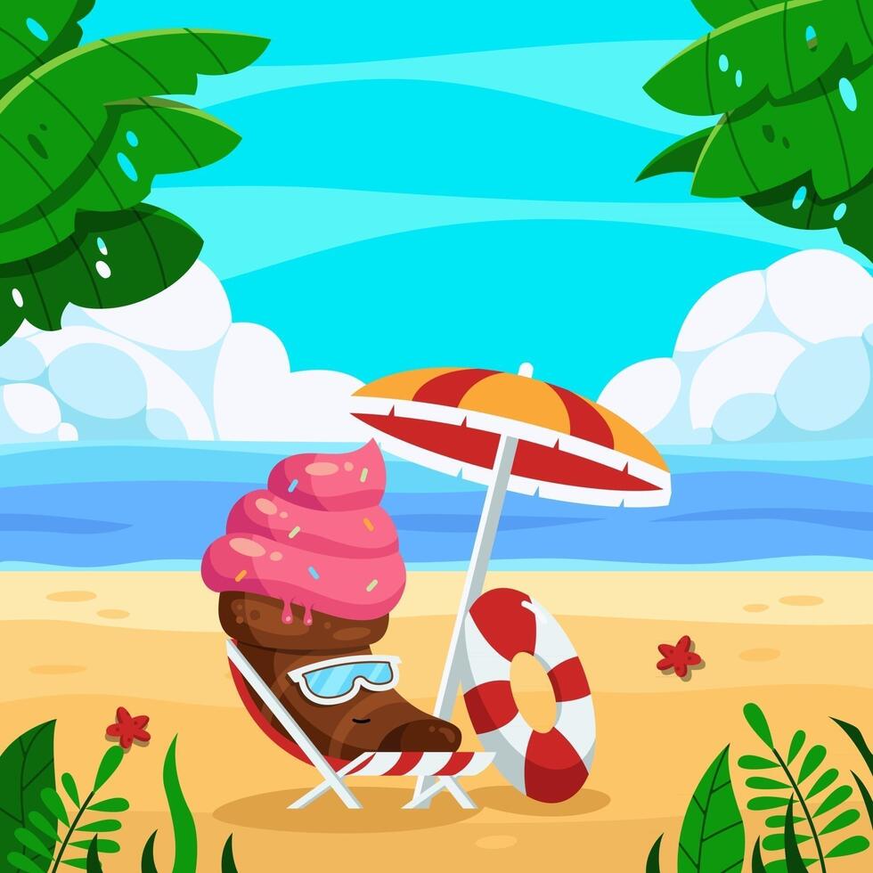 Ice Cream Relax in Beach during Summer vector