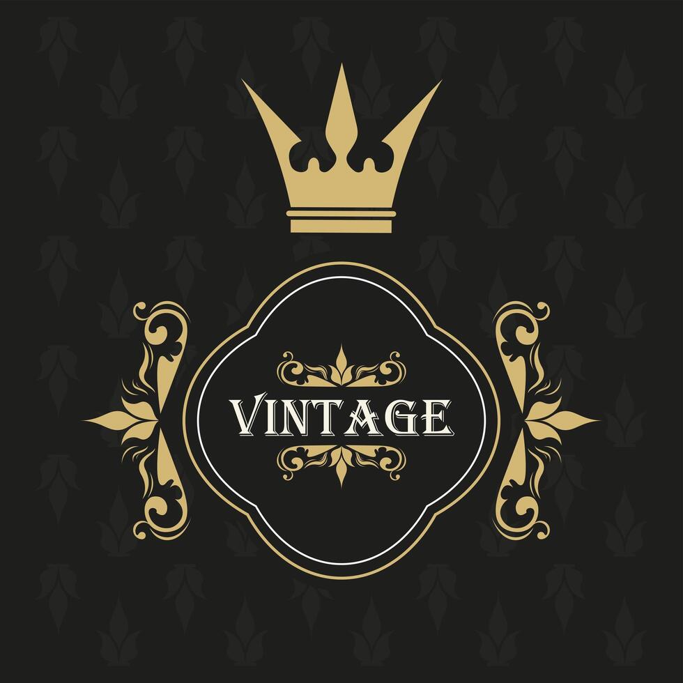 label with king crown vector