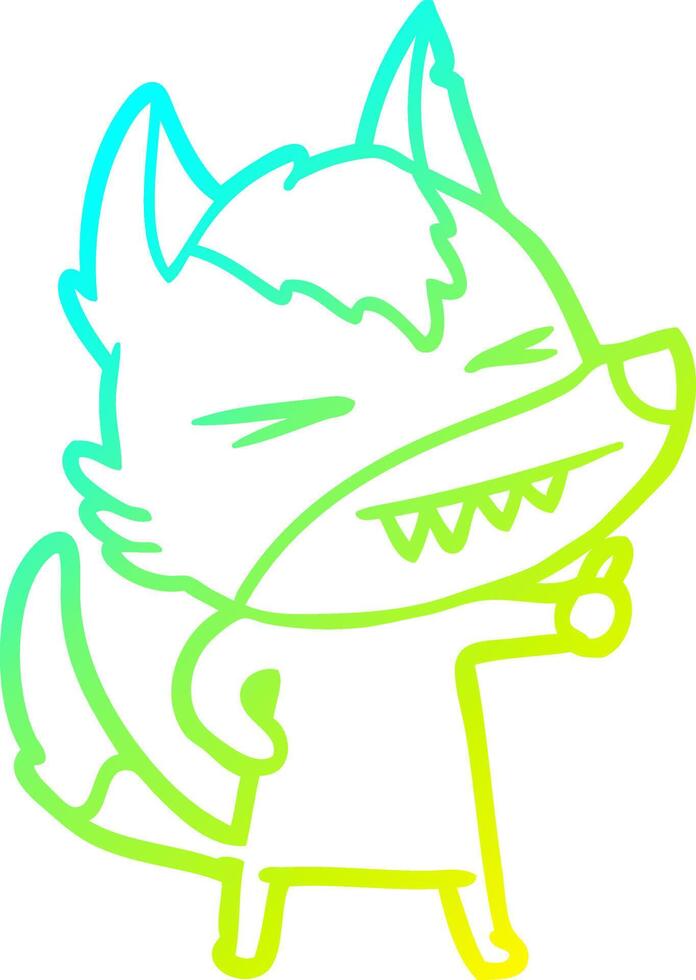 cold gradient line drawing angry wolf cartoon vector