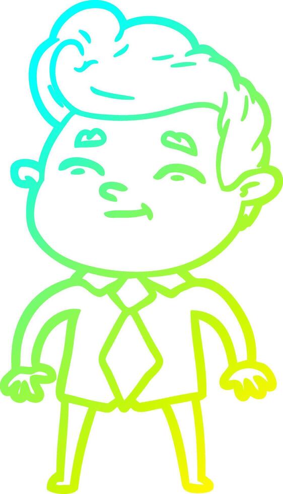 cold gradient line drawing happy cartoon man vector