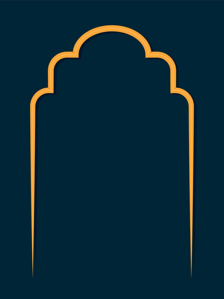 Golden arch frame on dark blue background vector illustration