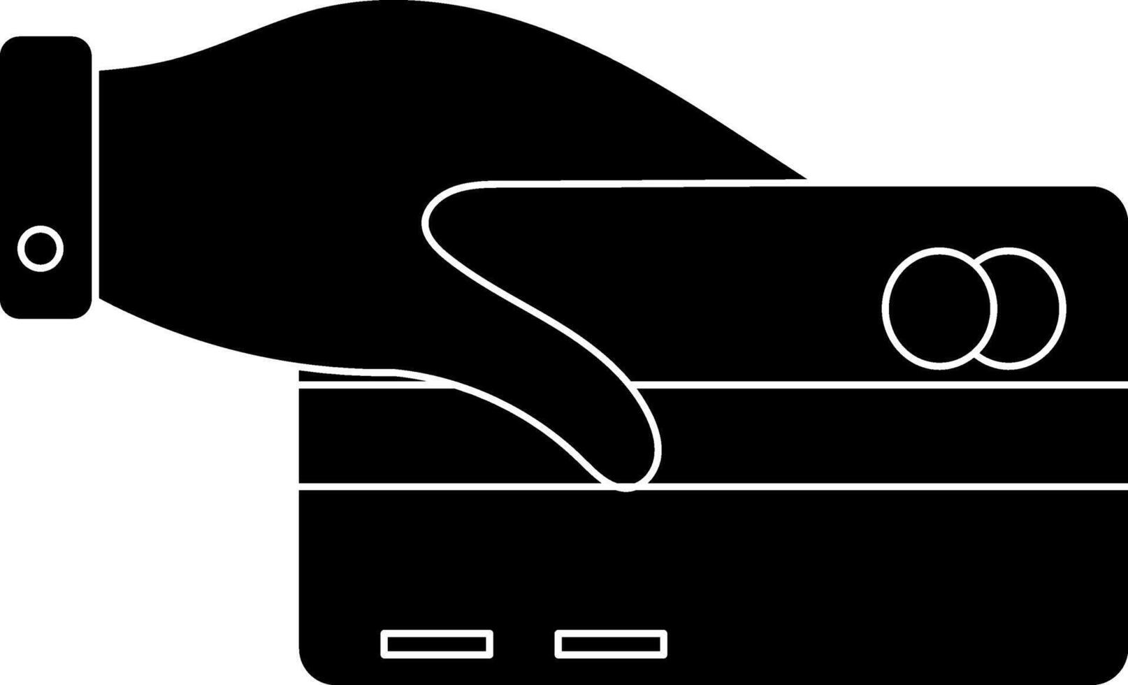 Black hand holding debit card. vector