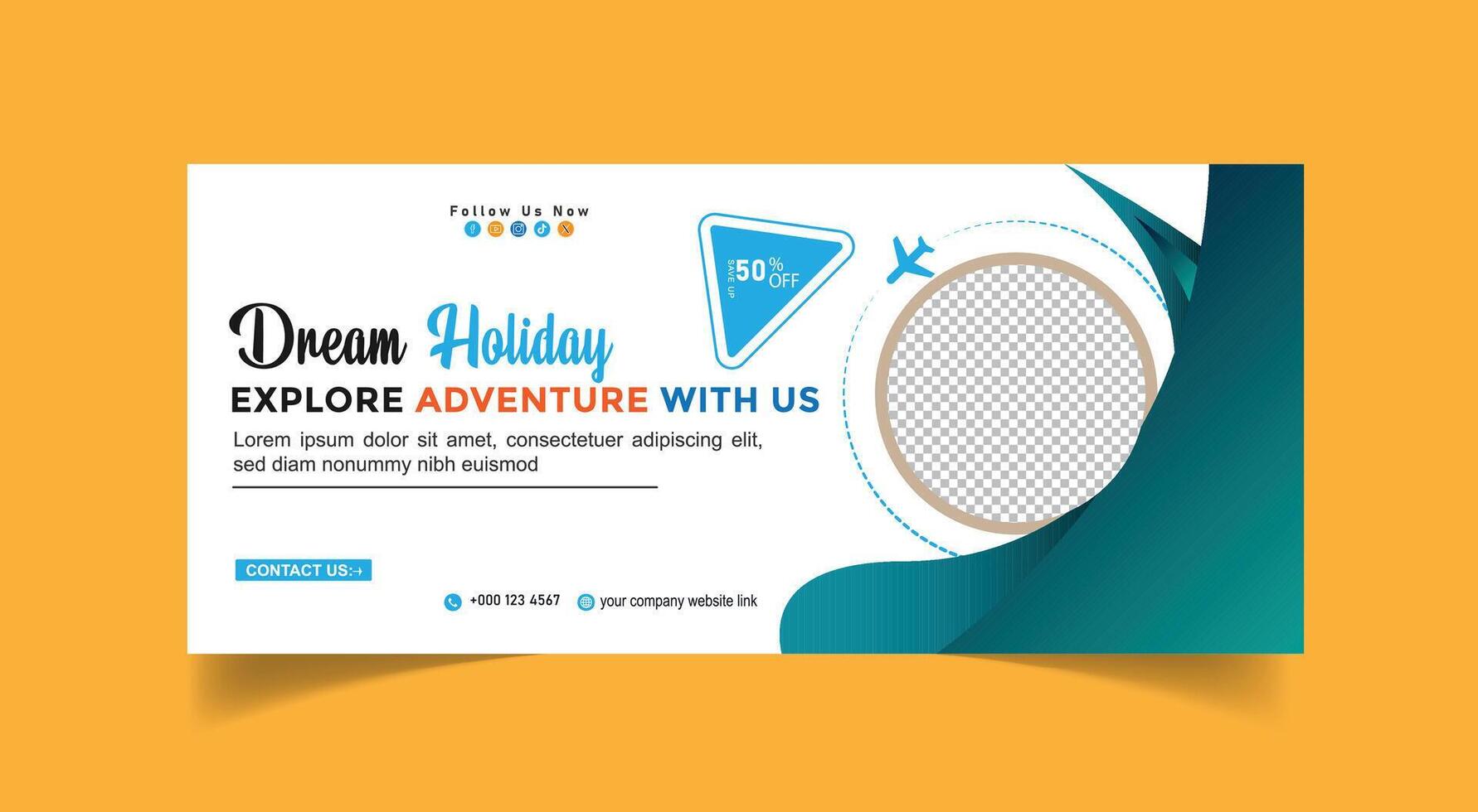 Travel agent and tourism square banner or social media Face book cover template Vector