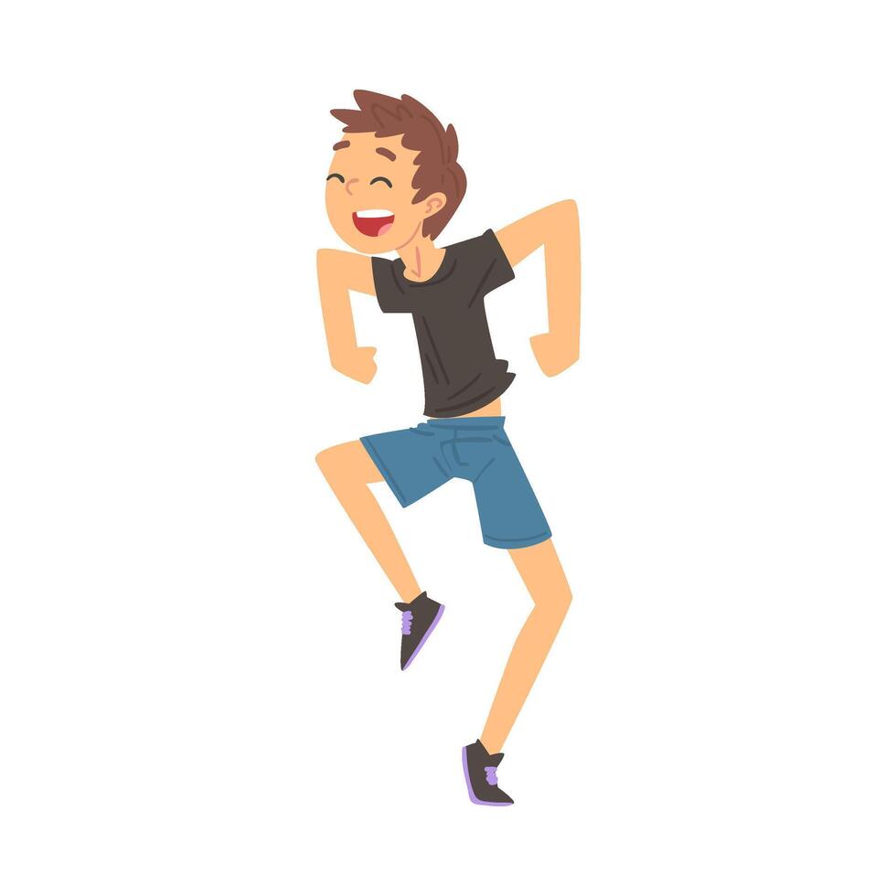Smiling Happy Teen Boy Having Fun Cartoon Illustration vector