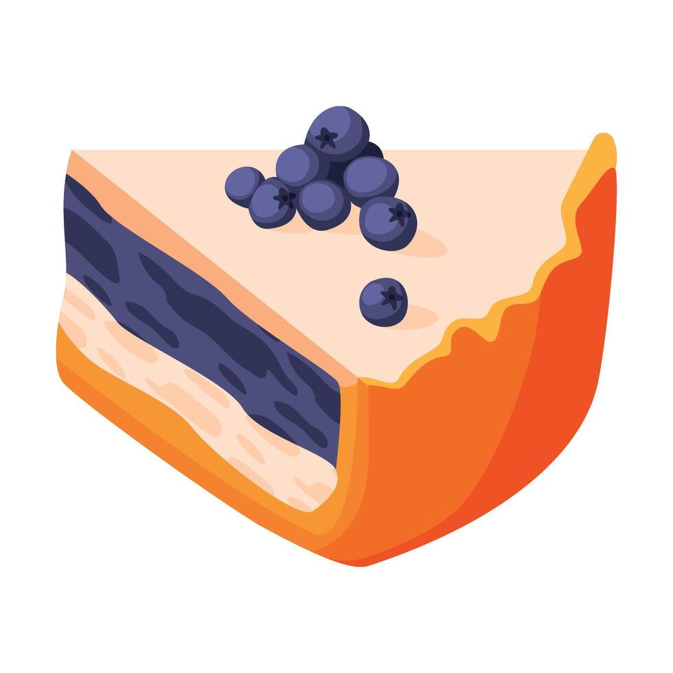 Cut Piece of Baked Pie with Blueberry, Sweet Creamy Filling and Shortcrust Pastry Illustration vector