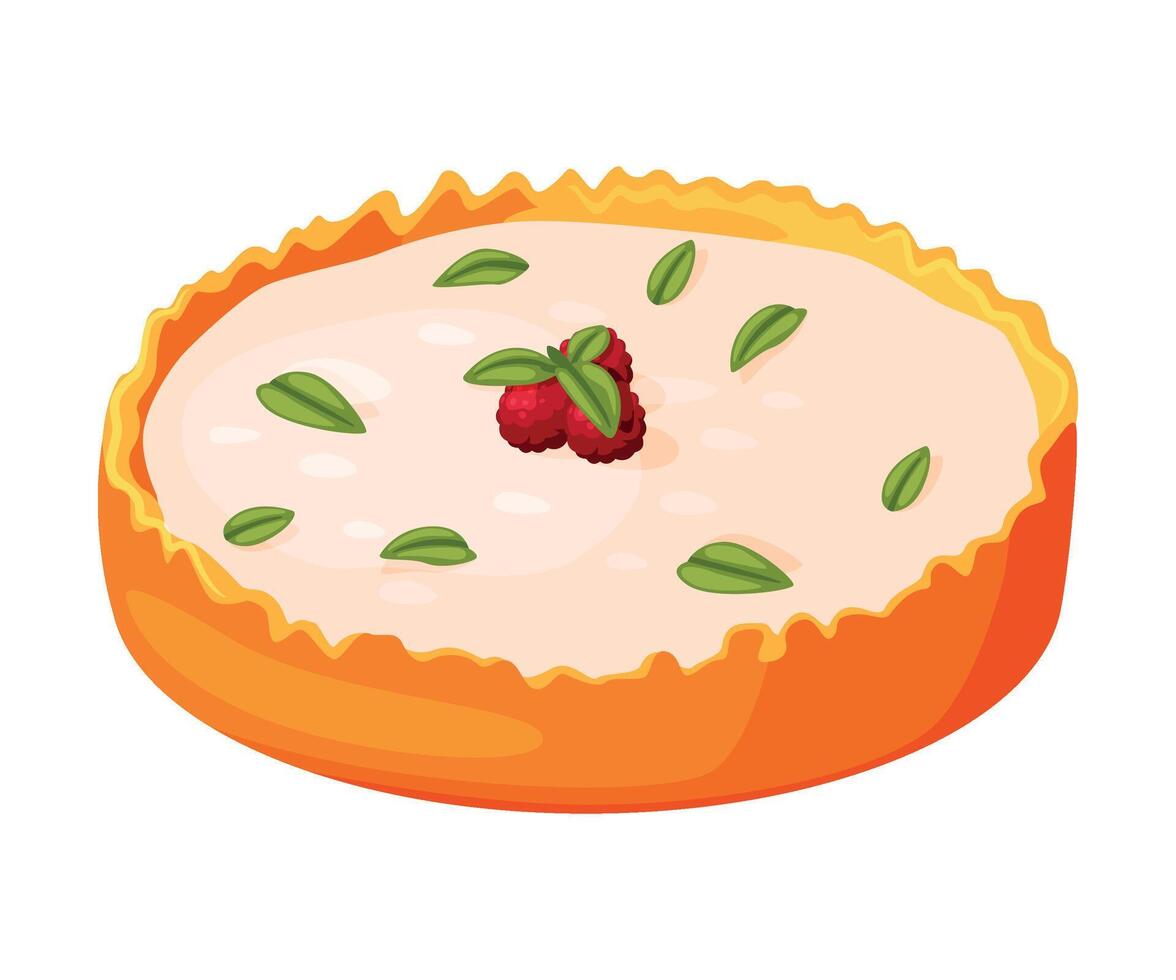 Baked Custard Pie Made from Pastry Dough with Sweet Cream Filling Illustration vector