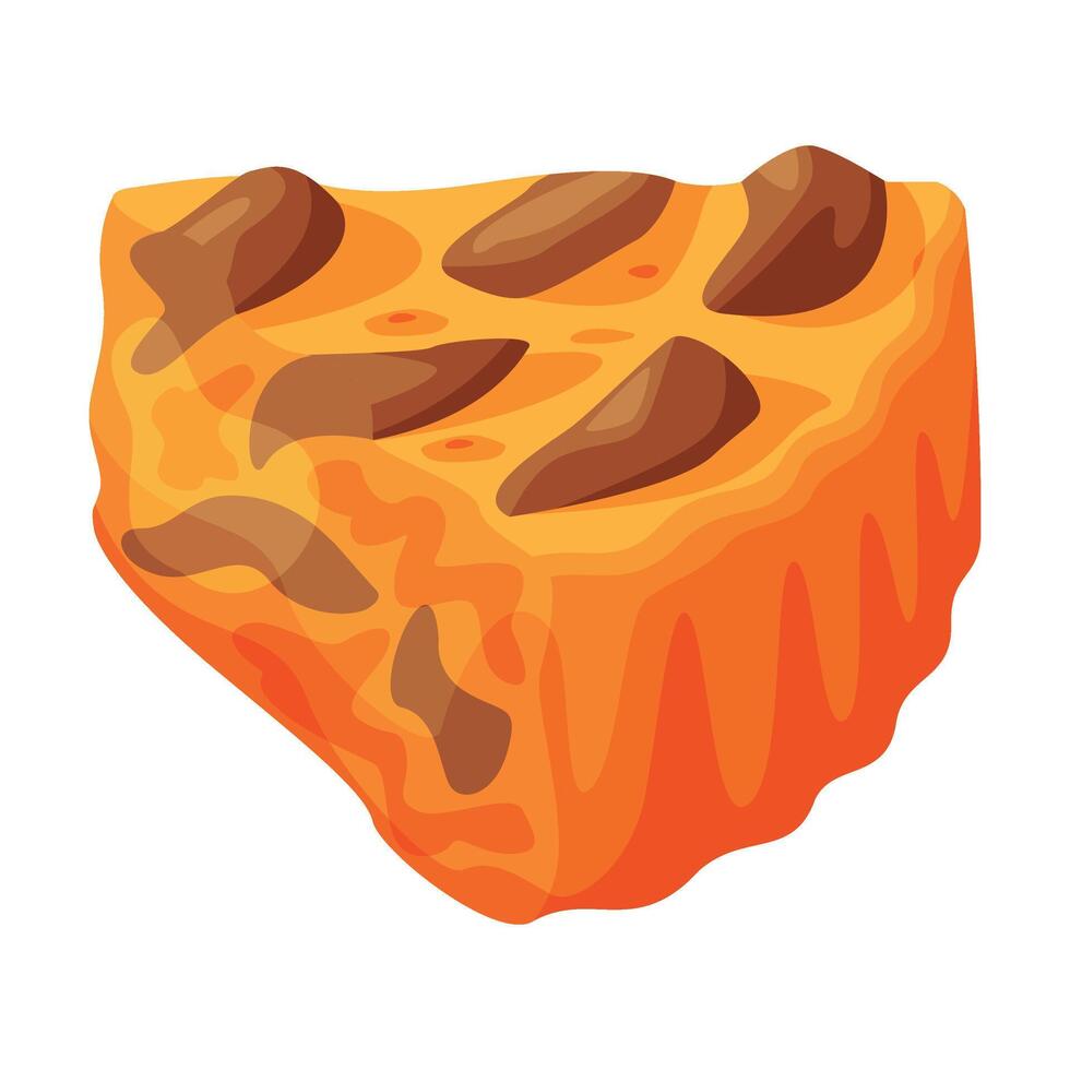 Cut Piece of Baked Pie with Chocolate Filling and Shortcrust Pastry Illustration vector