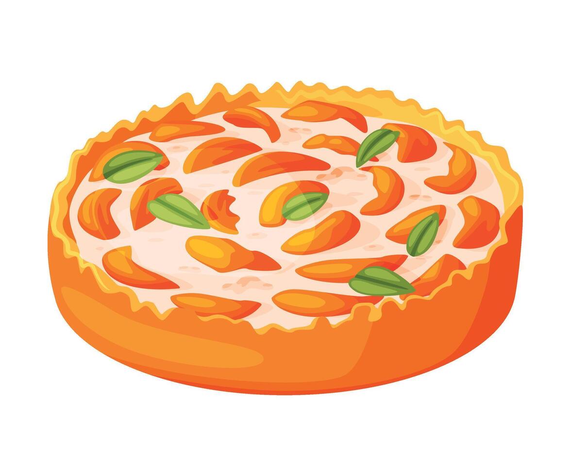 Baked Apricot Pie Made from Pastry Dough with Sweet Fruit and Creamy Filling Illustration vector
