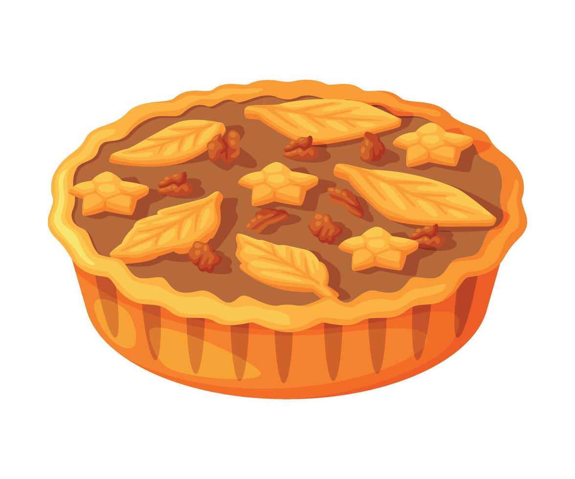 Baked Pie Made from Pastry Dough with Sweet Filling Illustration vector