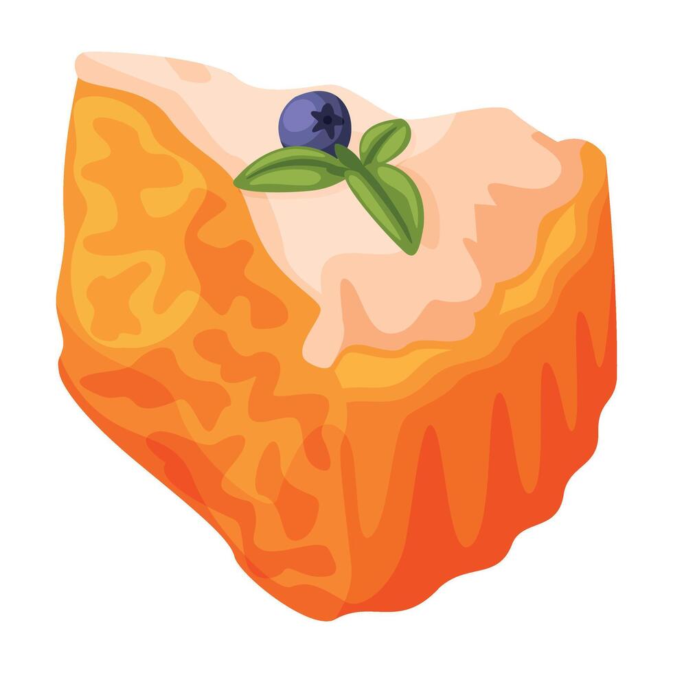 Cut Piece of Baked Pie with Sweet Creamy Filling and Shortcrust Pastry Illustration vector