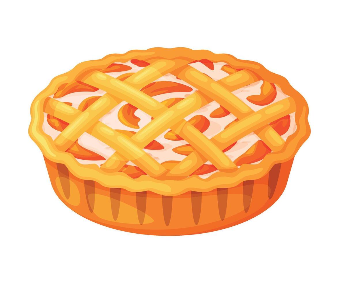 Baked Apricot Pie Made from Pastry Dough with Sweet Fruit Filling Illustration vector
