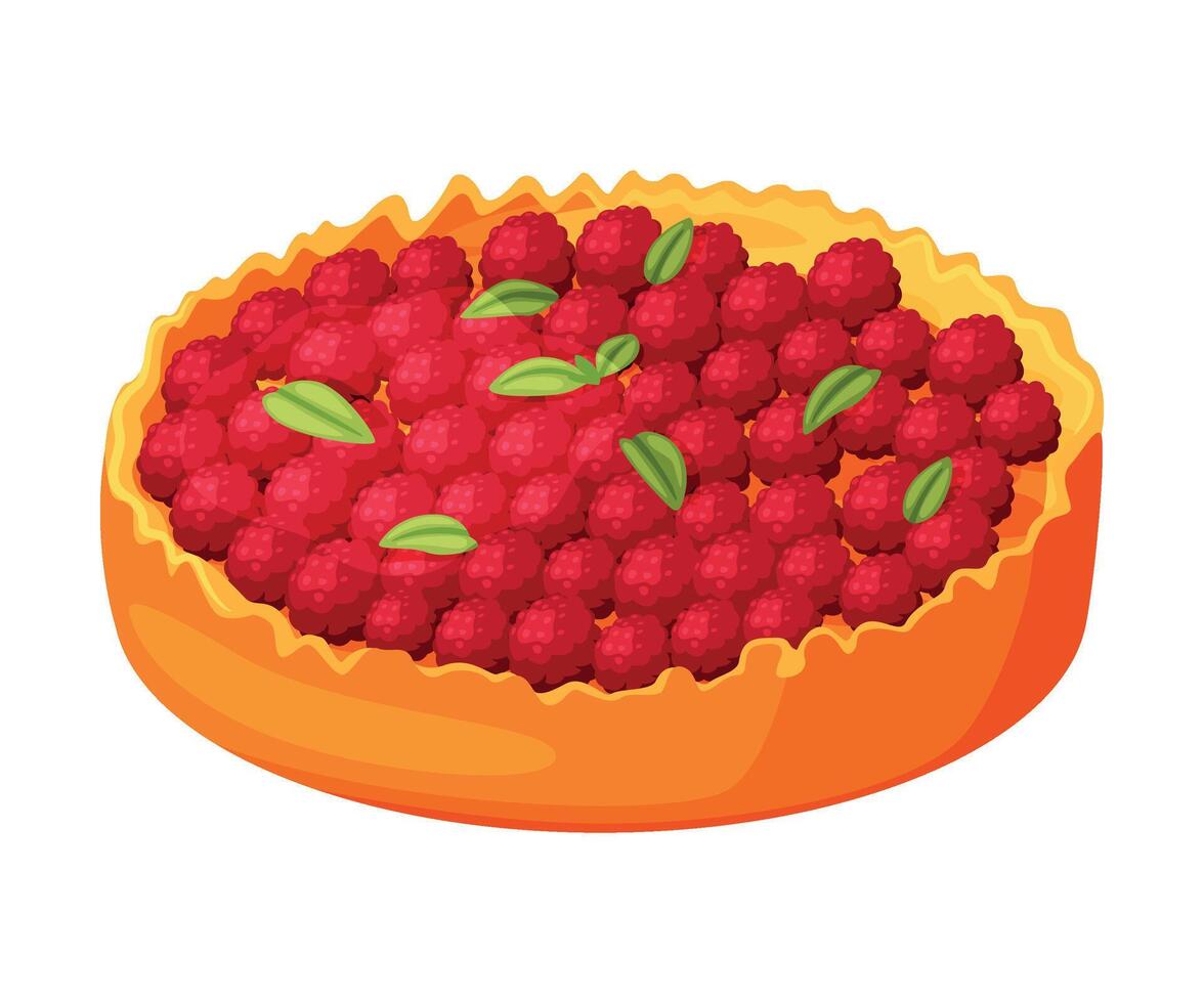 Baked Raspberry Pie Made from Pastry Dough with Sweet Fruit Filling Illustration vector