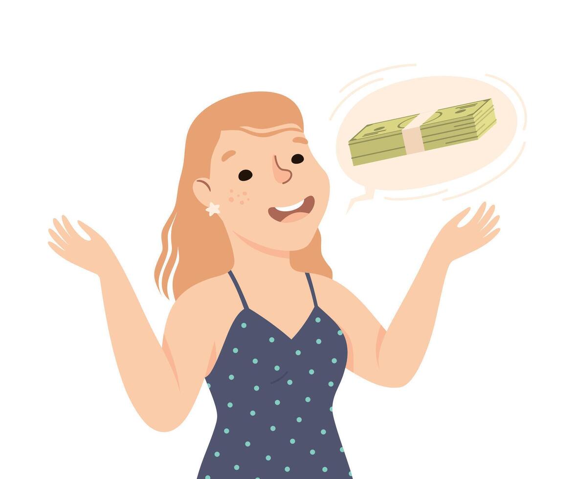 Young Female Talking and Gesturing Engaged in Conversation with Someone Illustration vector